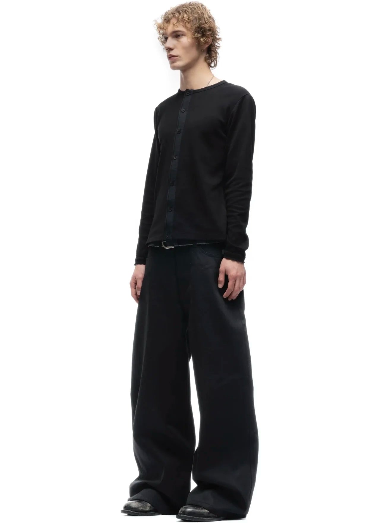 Black Raw Denim Jeans Baggy Pants Japanese Red Edge Raw Selvedge Fabric Straight Leg Men's Casual Trousers