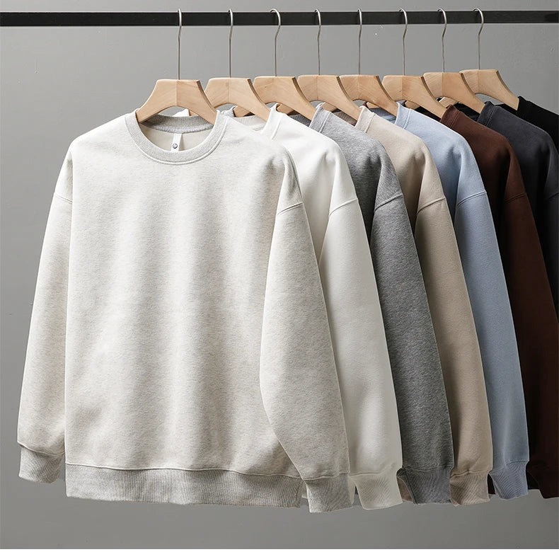 DUKEEN 460G Heavyweight Men's Sweatshirts 2025 Autumn Round-Neck Long Sleeve Solid Color Sport Pullover 11 Color Choose