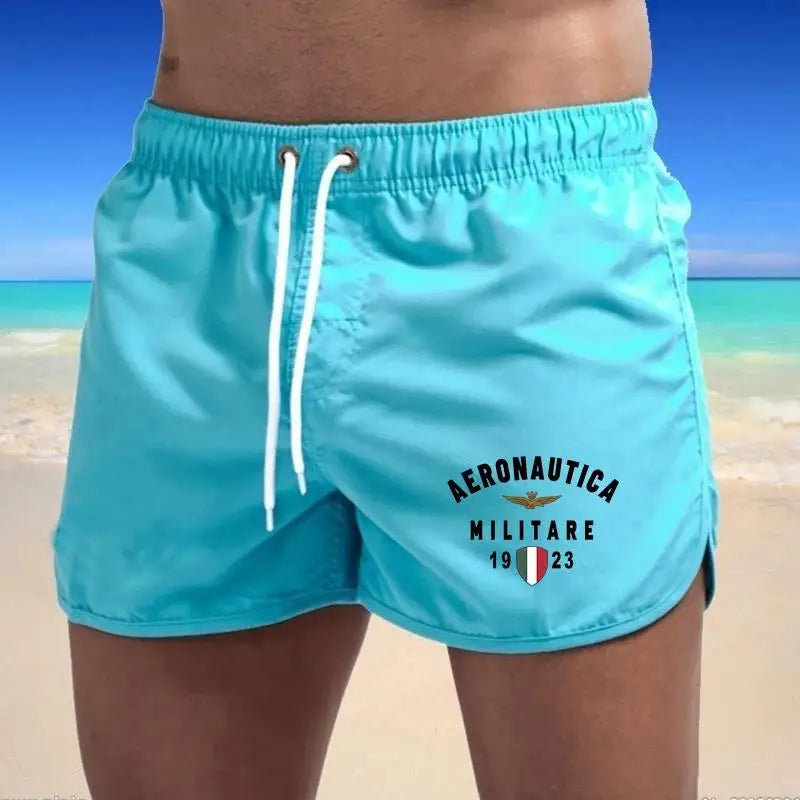 2024 Men's Fashion Printed Swimming Shorts Quick-Drying Beach Suit Breathable Drawstring Pocket