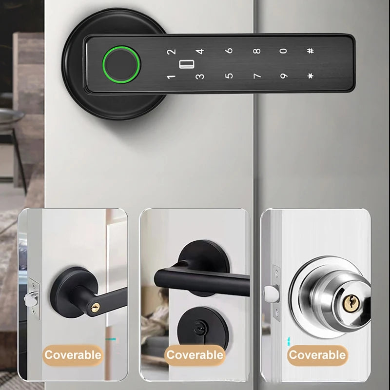 Digital Door Lock Tuya APP WiFi Remote Control Smart Fingerprint Password RFID IC Card Lock Dead Bolt For Home Wooden Metal Door