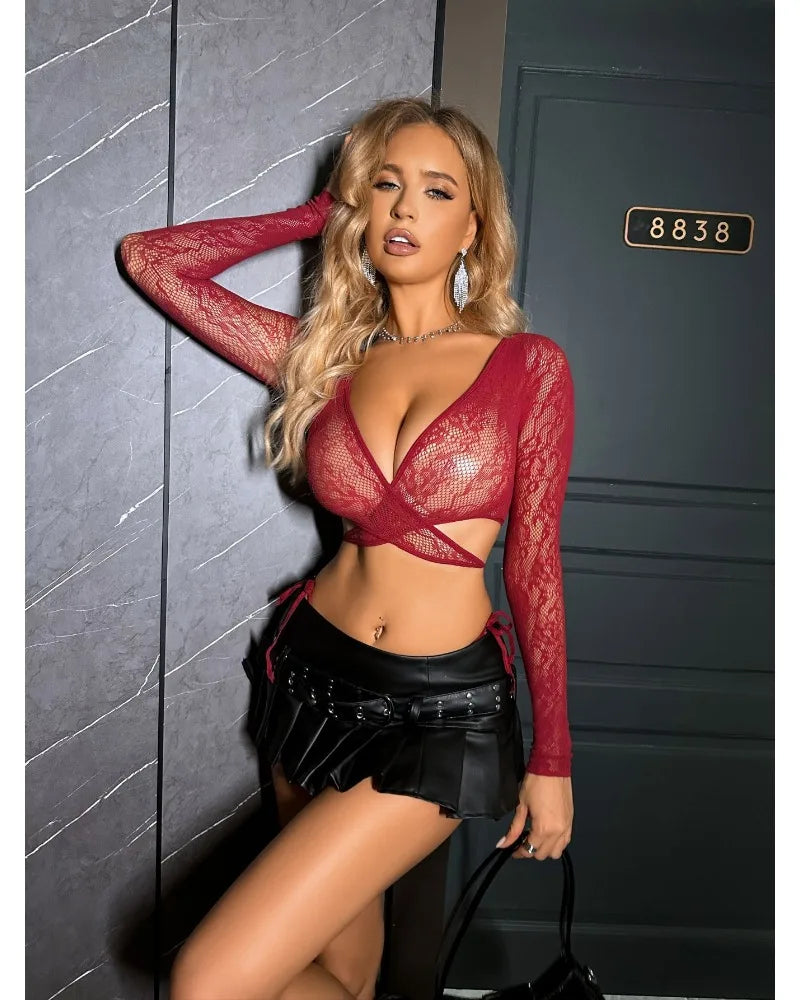 Tornova In Sexy Lingerie Set T-pants Lace Up Plus Size Women Underwear Sexy Lingerie Underwear Sexy Mesh Temptation Underwear