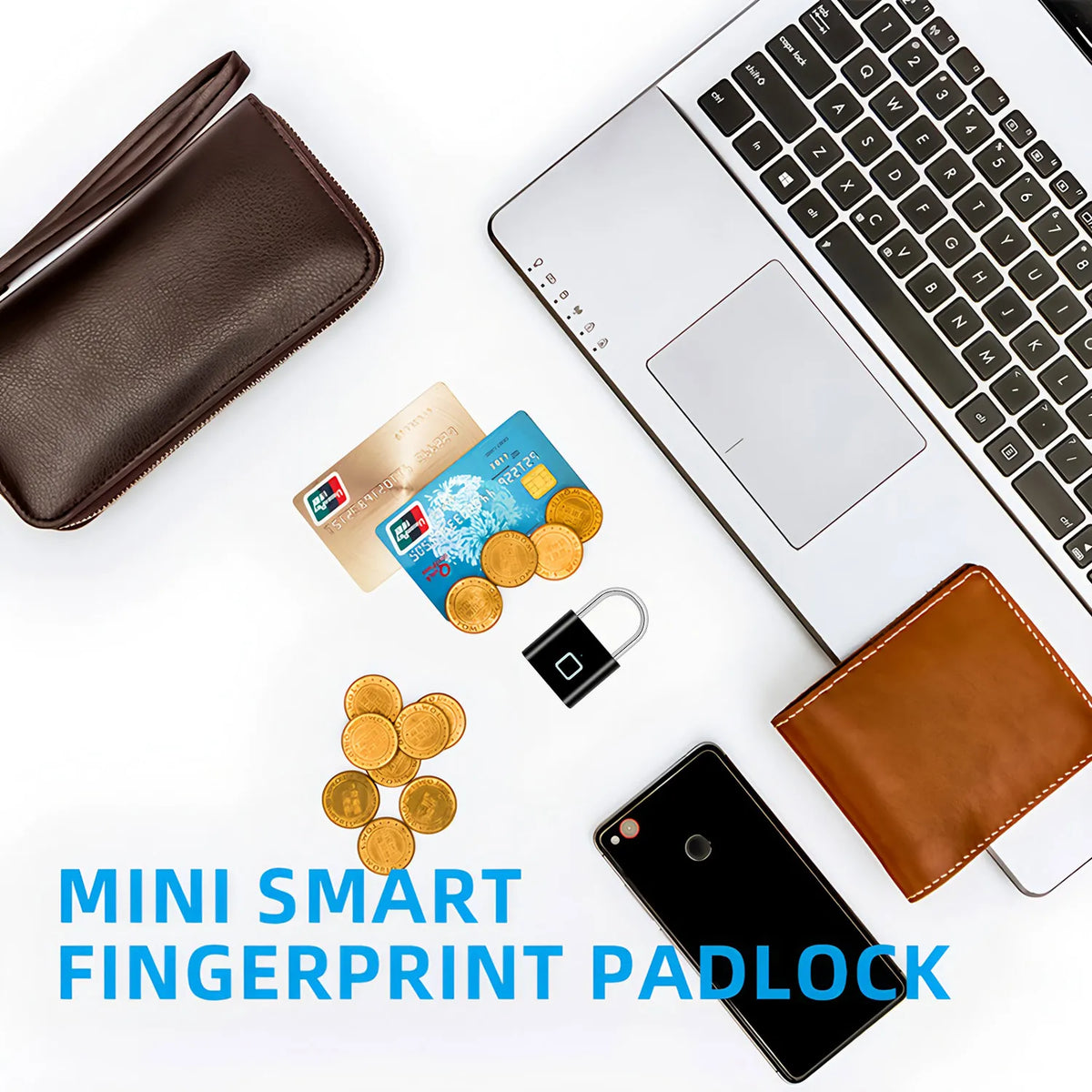 Keyless USB Charging Fingerprint Lock Smart Padlock Waterproof Door Lock 0.2sec Unlock Portable Anti-theft Padlock Zinc