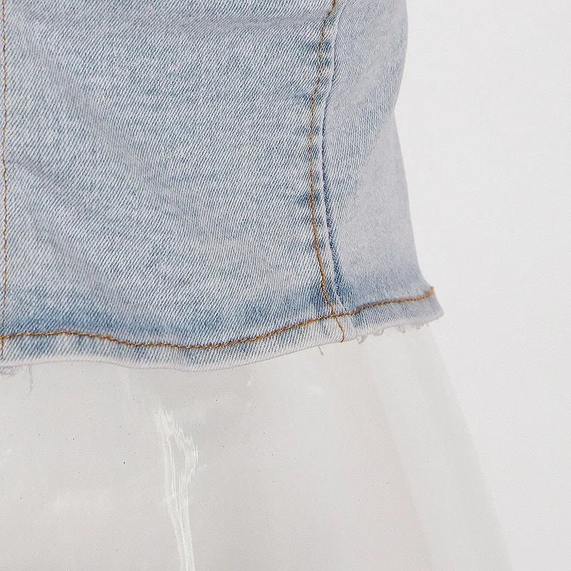 2 Piece Set Women Denim Ensemble Strapless Top Sleeveless Backless Zipper Elastic Waist Jeans Suit Streetwear 2025 Sexy Outfits