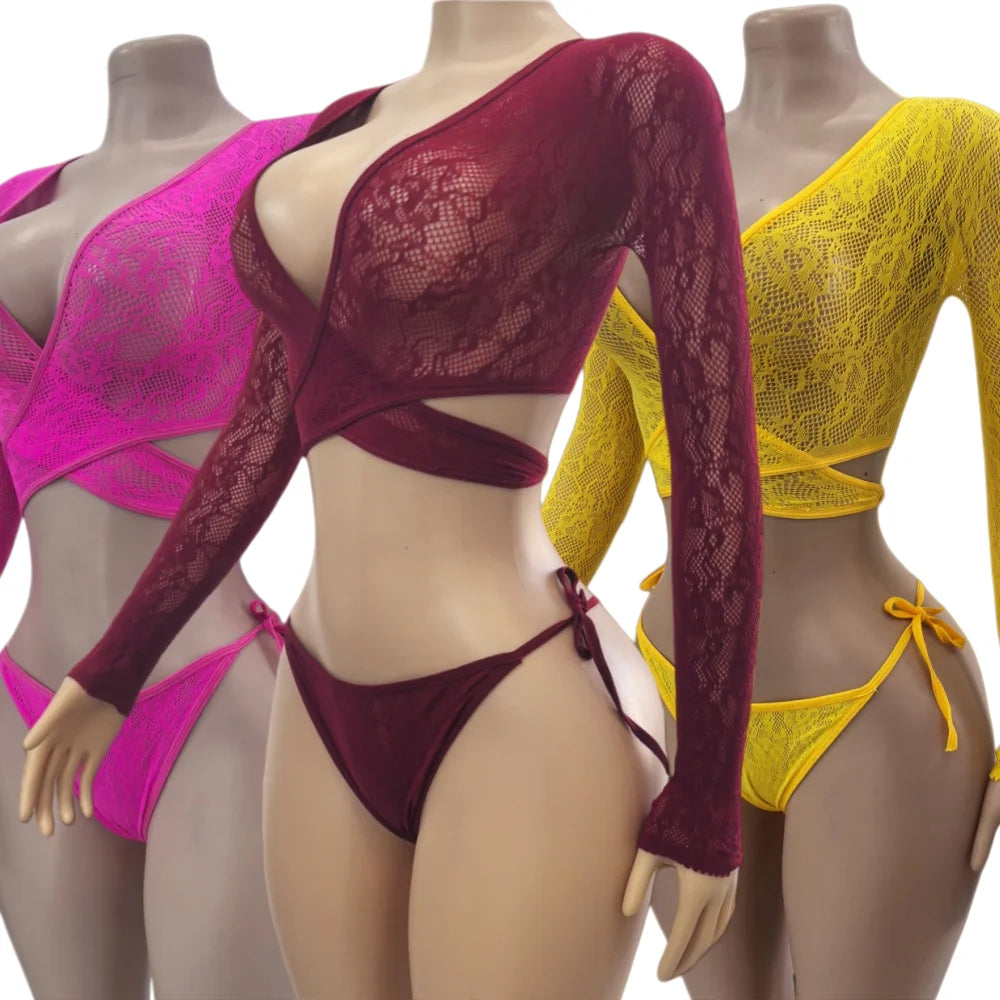 Sexy Lingerie Sets Hot Three-Point Bikini Underwear Bra And Brief Set Erotic Sleepwear Comfortable Intimate Apparel Costumes
