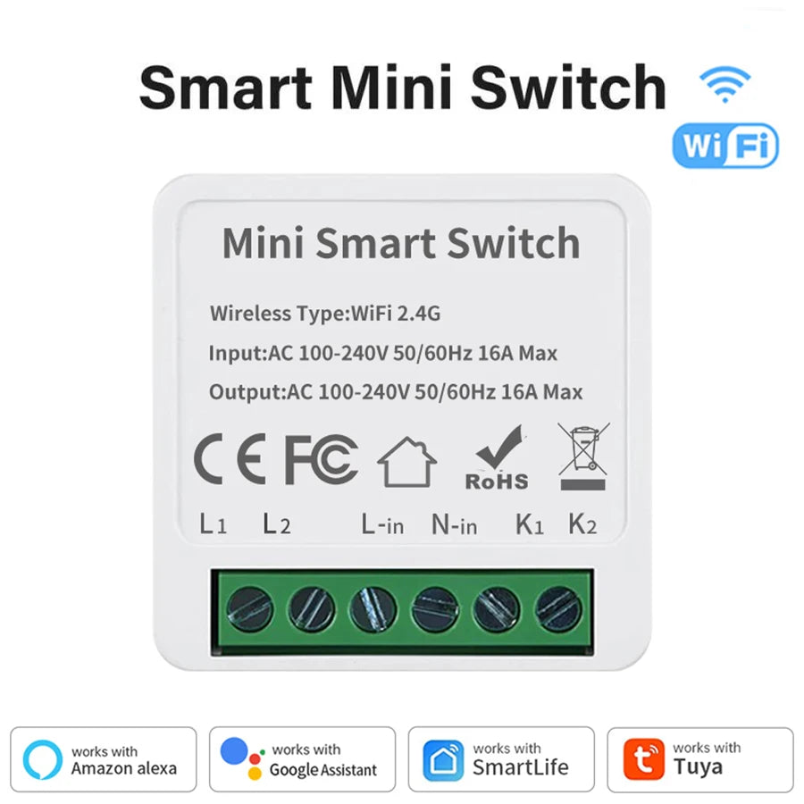 Smart WiFi/Zigbee 3.0 Switch 16A 20A Module Relay Breaker 2-way Control Work with Tuya Smart Life APP Alexa Home Assistant