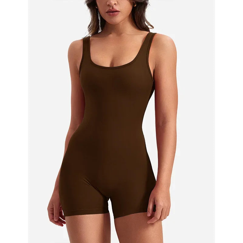 Women's Slim Fit One-Piece Shorts  Workout Jumpsuits Spring/Summer  Hip Lifting Backless Yoga Sports Clothing Sexy Design