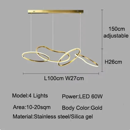 Light luxury LED lustre pendant lights hanging lamps black gold rose gold light for indoor bedroom dining table light fixture