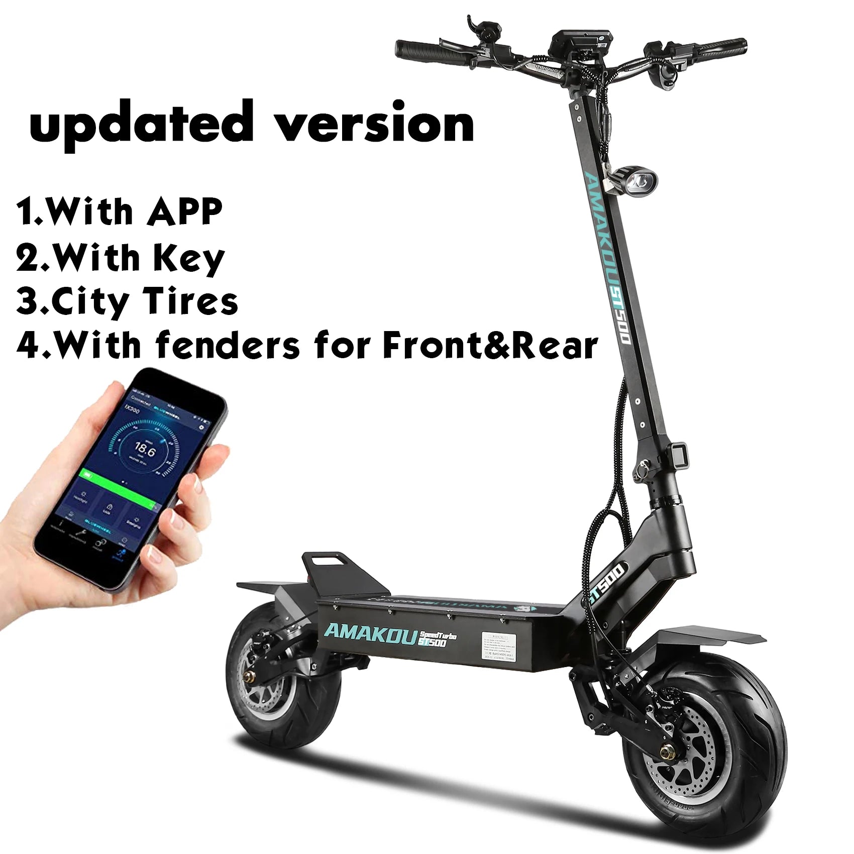 Amakou 11-inch 9000w 72v 40ah 105km/h 120km Range Alloy Frame TFT LCD Screen Dual Motors Powerful Electric Scooter For Adults