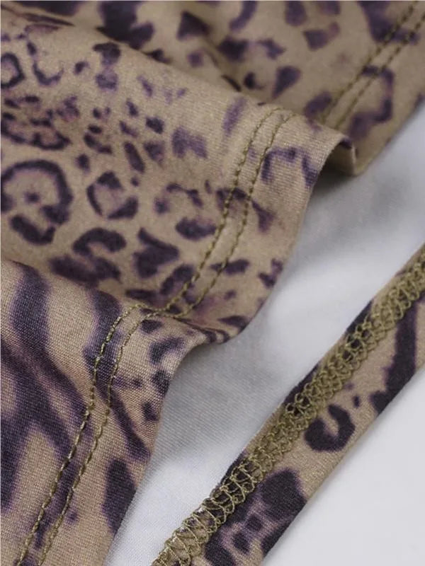 Women's Leopard Print Halter Top And Short Set Backless Sveless Summer Fashion Ensemble Female Spring 2026 Collection