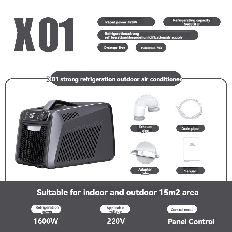 Portable portable air conditioner with integrated compressor, powerful cooling outdoor air conditioner