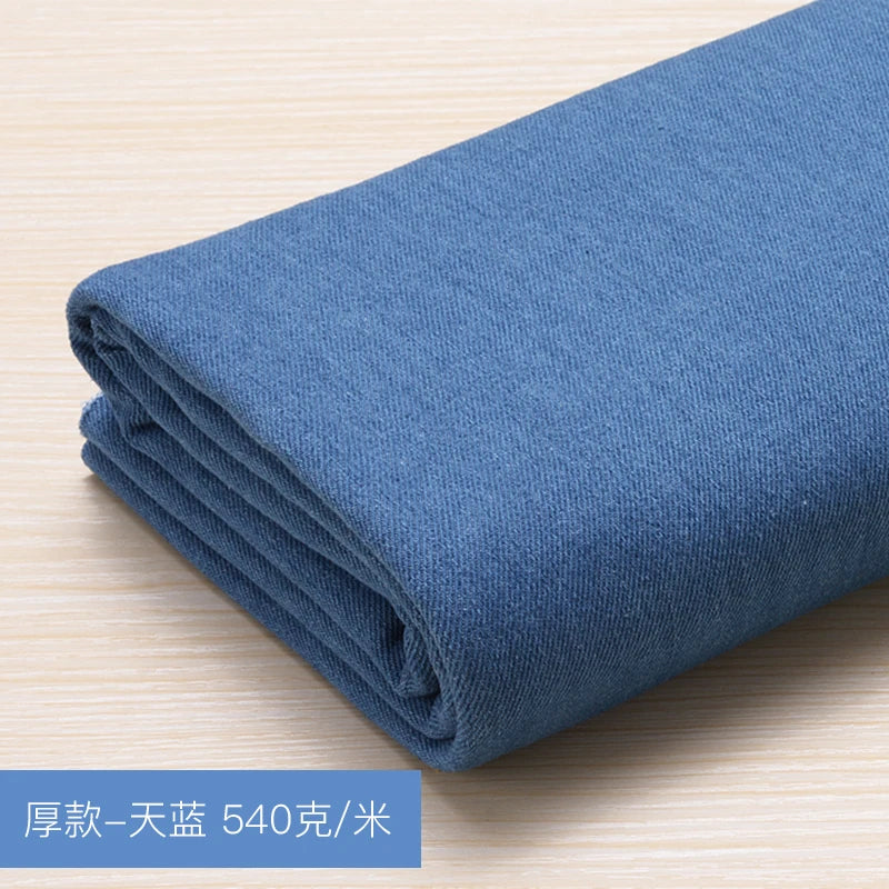 Washed Denim Jeans Fabric Cotton By The Meter for Needlework Dress Skirt Shirt Jacket Pants Diy Sewing Wearable Soft Cloth Blue