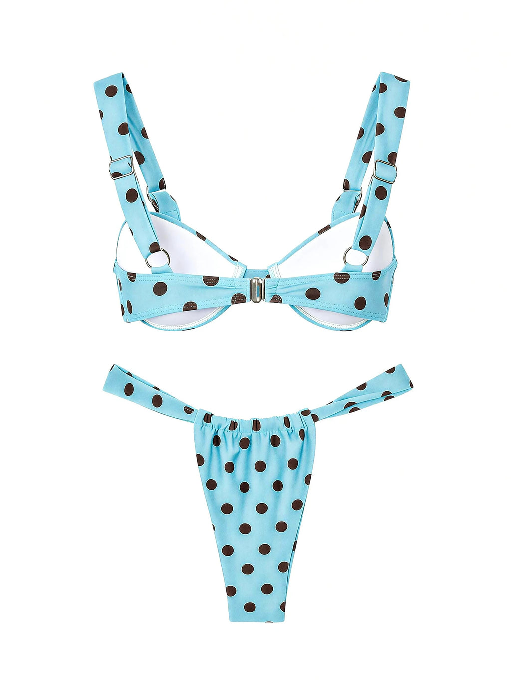 Retro Brown Dot Bikini Sexy Off Shoulder Swimwear Women High Cut Thong Biquini Set Luxury Summer Vacation Beach Bathing SuitK337
