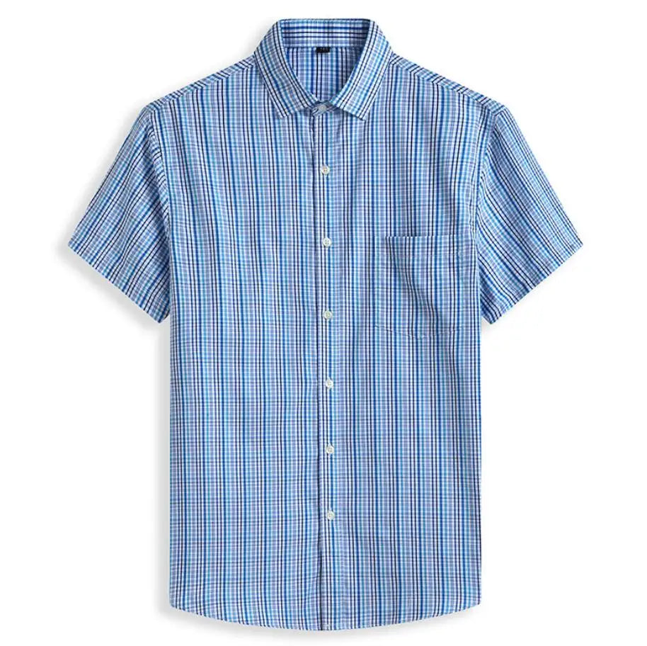 100% Cotton 5XL 6XL 7XL 8XL 12XL Men's Plus Size Shirts Fashion Casual Classic Style Comfortable Plaid Short Sleeve Shirt Male
