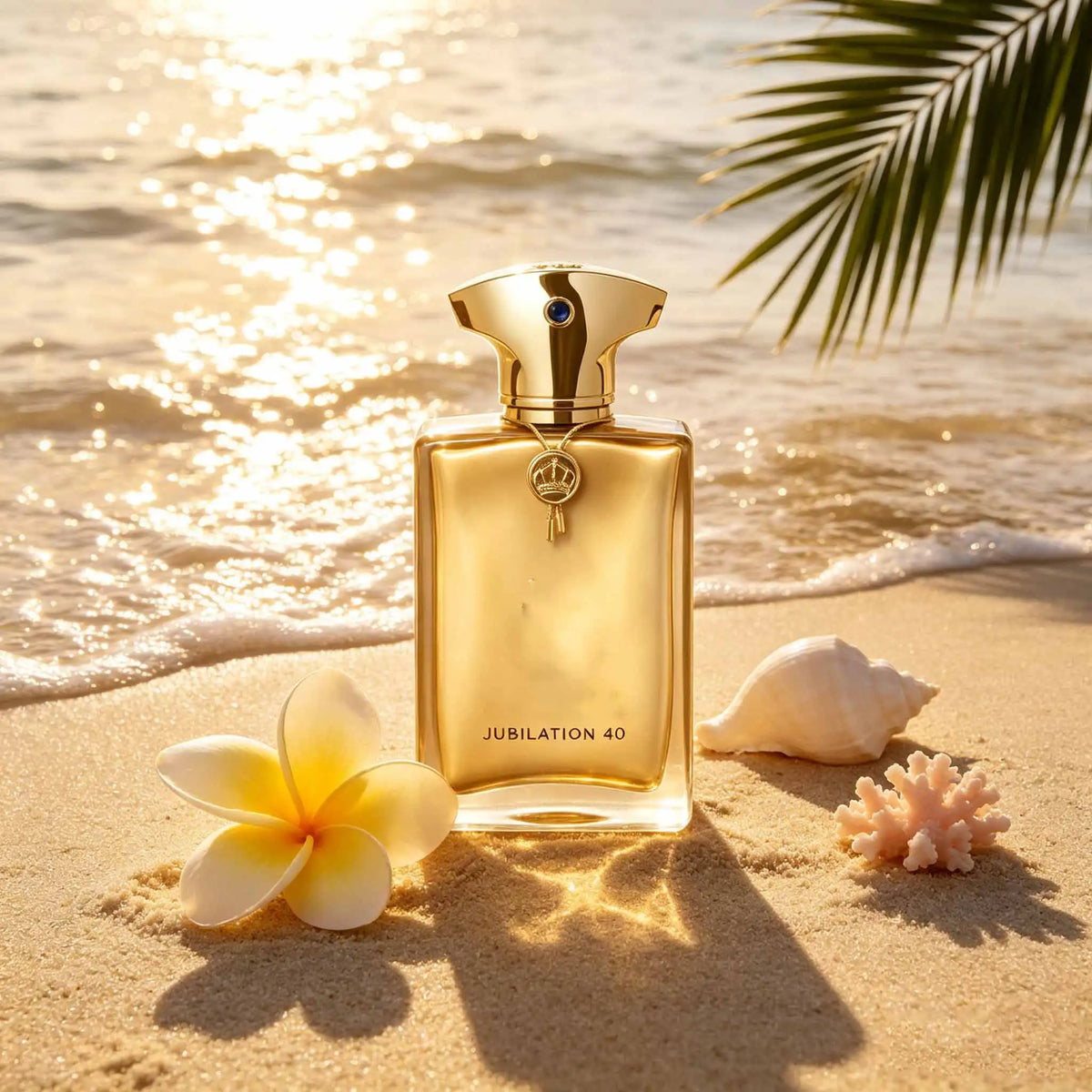 Jubilation 40 EDP. Iconic golden bottle carries sophisticated oriental aroma. Incredible longevity, rich layered scent. Luxury fragrance for elites, ideal for formal events and daily elegant styling.