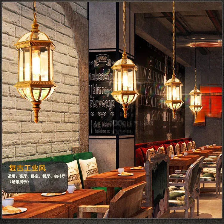 Exterior Aisle Pendant Lights Outdoor Corridor Porch Pendant Light Waterproof Hanging Lanterns Glass Shade Farmhouse Front Door