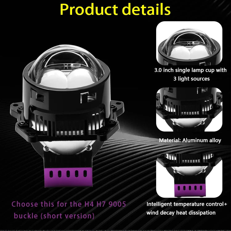 2 12V/24 100W 6000K dual laser LED projection lenses fog lights high beam and low beam waterproof automotive parts universal
