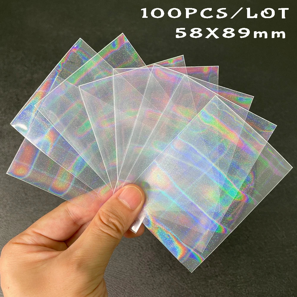 100pcs Board Game Card Sleeves Sweet Heart Foil Transparent Laser Clear YGO PKM Photo Kpop Protector Trading Cards Shield Cover