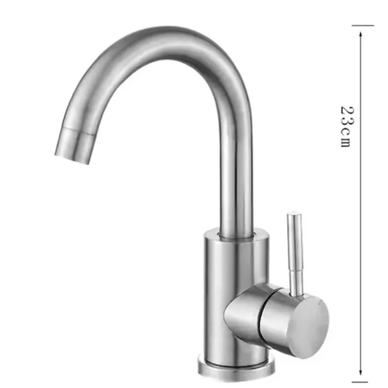 304 Stainless Bathroom Basin Faucet Steel Hot Cold Wash Mixer Crane Tap 360 Rotation Sink Faucets Single Lever Tap For Bathroom