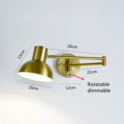Led Dimmable Wall Lamp Bedroom Bedside Reading Light Folding Telescopic Switch Modern Creative Study Rocker Wall Light Fixture