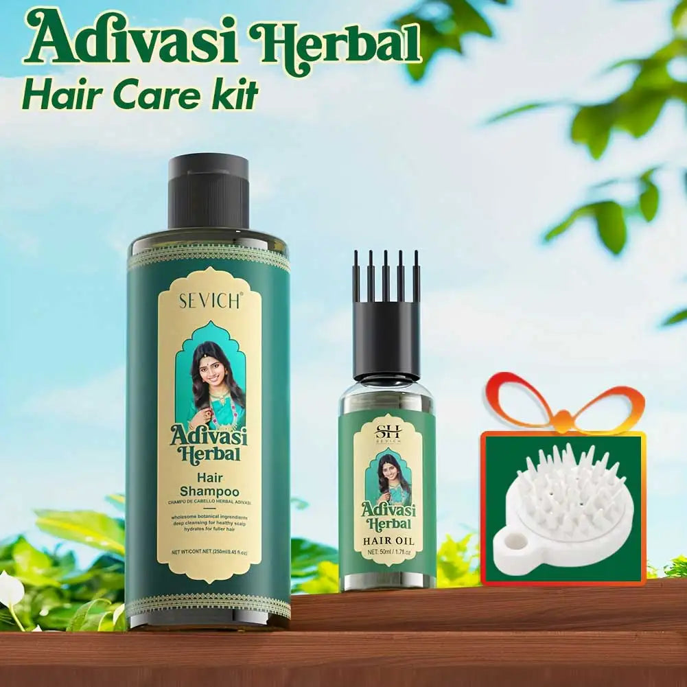SEVICH Herbal Hair Growth Oil Set Ayurvedic Fast Hair Regrowth Thicken Serum India Adivasi Anti Hair Loss Hair Care Shampoo