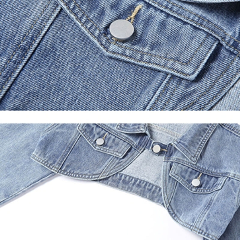 Denim Jackets Women Crop Single Button Chic Vintage Outwear Casual Streetwear Solid Fashion Hotsweet Spring Teens American Style