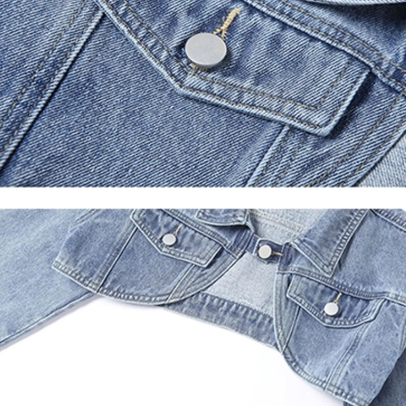 Denim Jackets Women Crop Single Button Chic Vintage Outwear Casual Streetwear Solid Fashion Hotsweet Spring Teens American Style