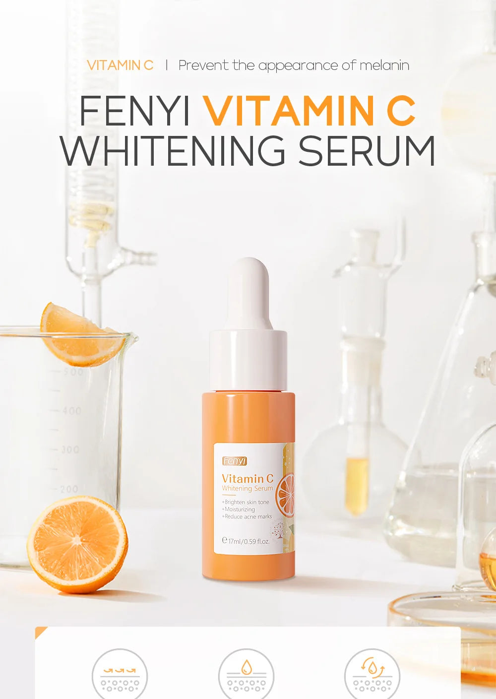 17ml Vitamin C Serum Moisturizing Nourish Skin VC Hyaluronic Acid Face Essence Shrink Pore Face Serum Skin Care Products
