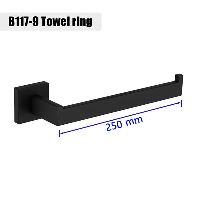 Matte Black Bathroom Hardware 304 Stainless Steel Towel Rack Toilet Paper Holder Liquid Soap Holder Towel Bar Toilet Accessories
