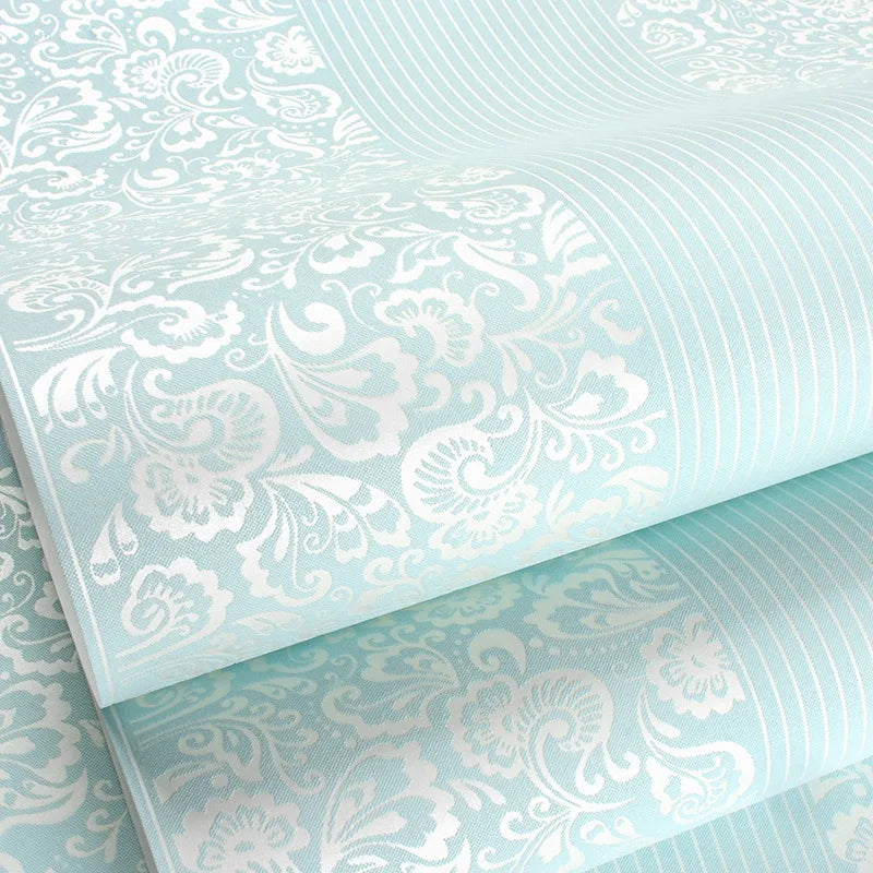 9.5M Modern Simple Wallpaper Bedroom 3D Living Room White Vertical Stripe Non Woven Wall Cloth European TV Background Wall Paper