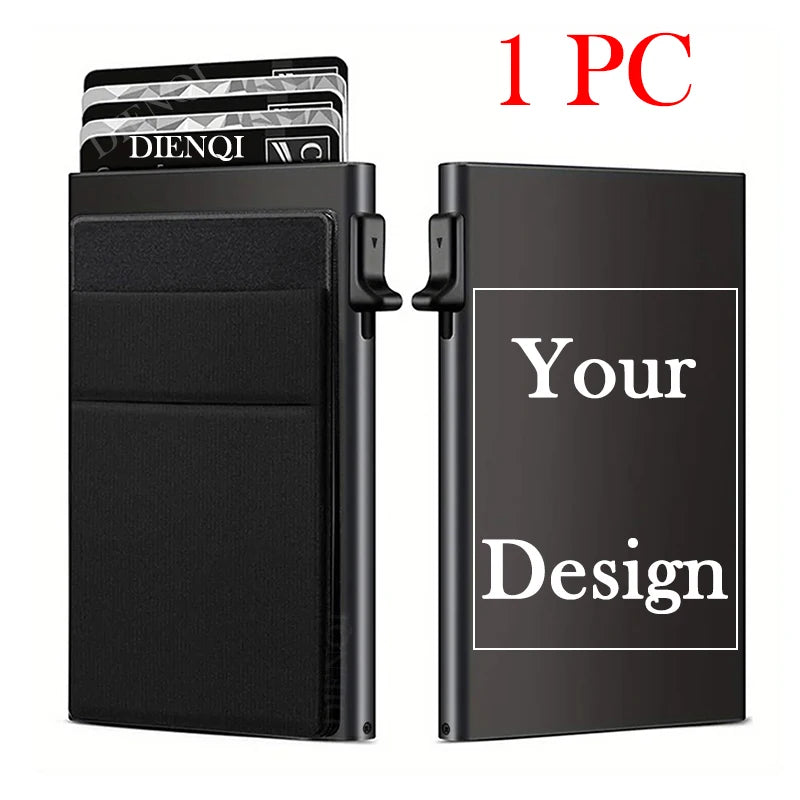 Engraved Rfid Credit Card Holder Smart Wallet Customized Slim Metal Pop Up Personalized Bank Cardholder Wallets for Men Women
