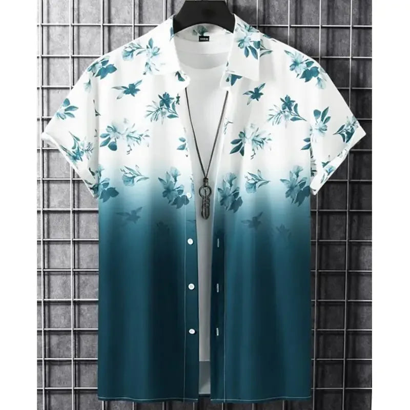 2026 Hawaiian Men'S Shirt 3d Gradient Printing Loose Oversized Shirts and Blouses High-Quality Clothing Beach Party Sweatshirts