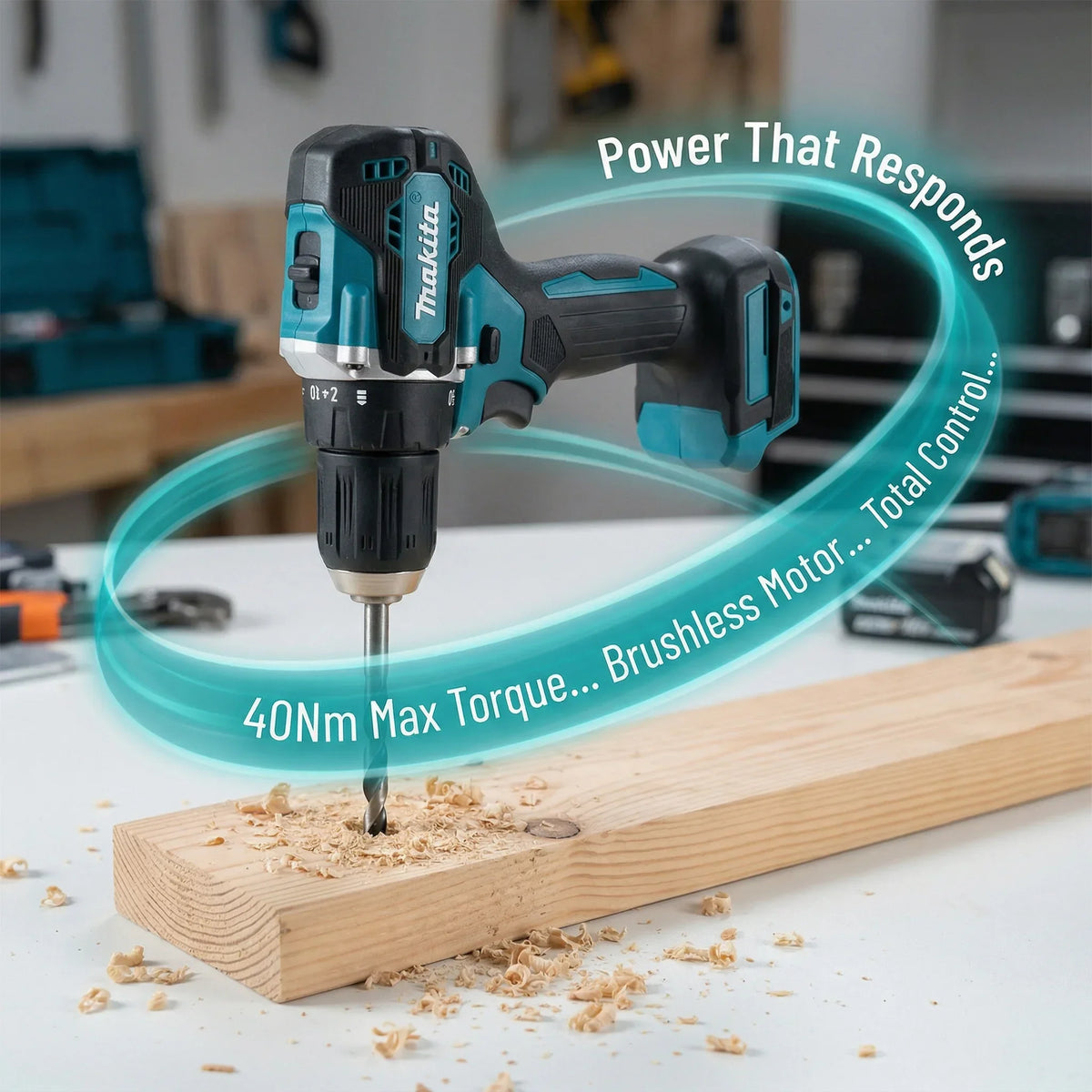 Makita Original DDF487 18V LXT Brushless Drill Driver, Multifunctional Rechargeable Screwdriver for Wood Metal Drilling Tasks
