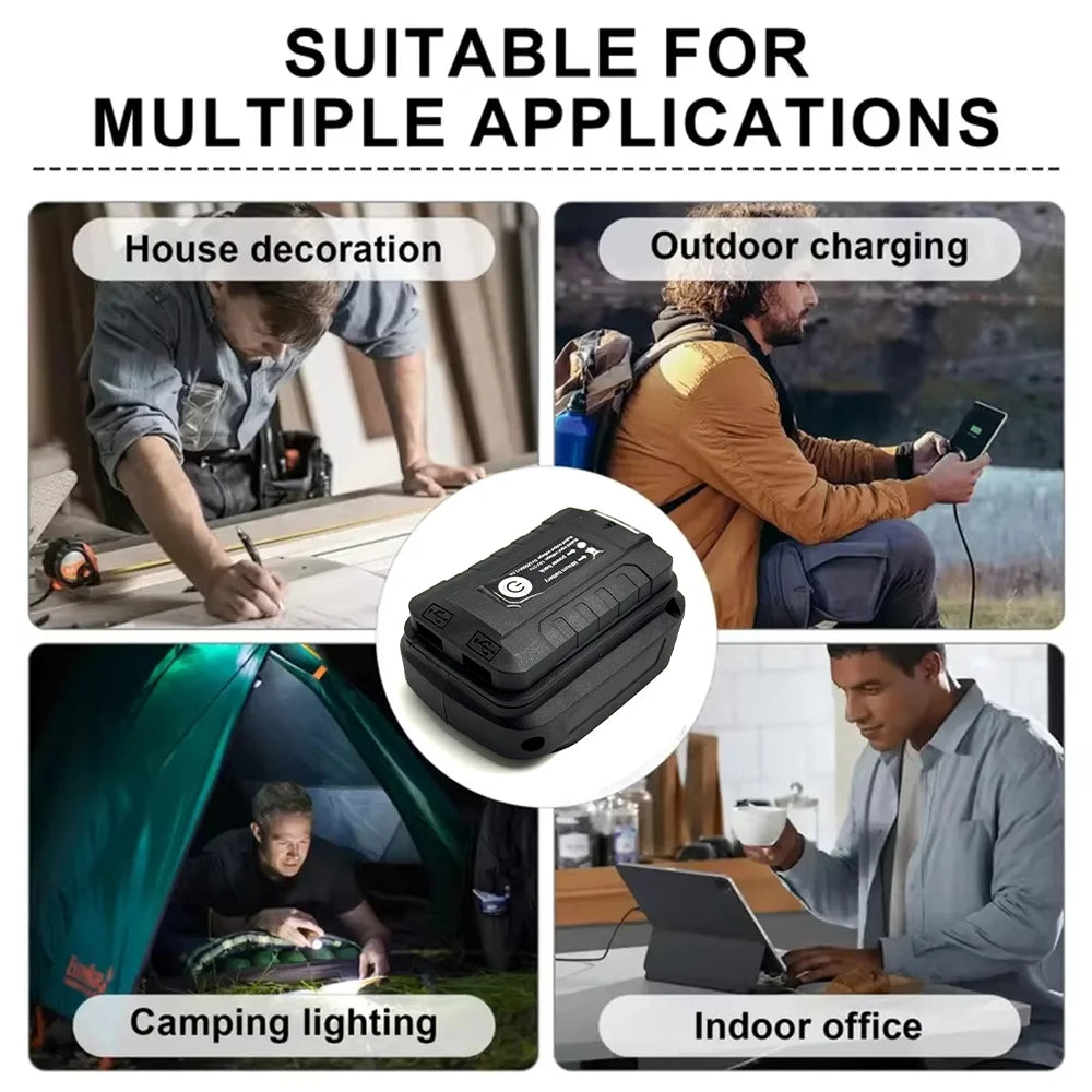 Adapter LED Lights Flashlight USB Mobile Phone Charger For Makita 18V Li-ion Battery BL1830 BL1815 Power Bank