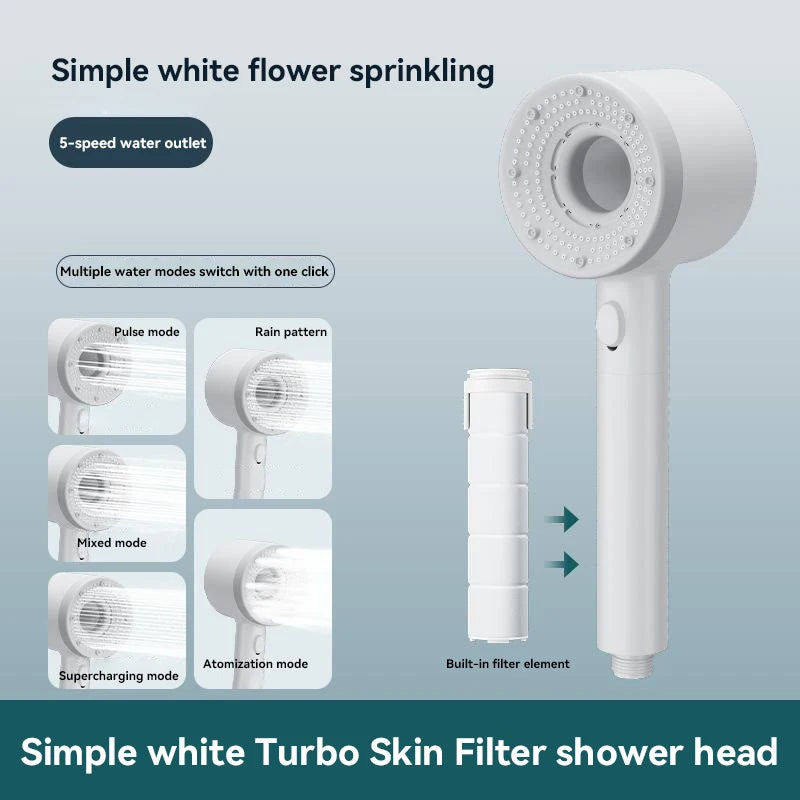 5 Modes Shower Head High Pressure Showerhead Portable Filter Rainfall Faucet Tap Bathroom Bath Home Bathroom New Upgrade