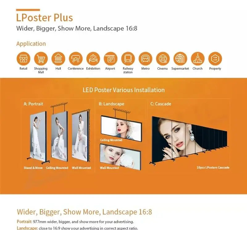 P1.25 P1.6 P1.8 4G Control Floor Standing Panel Mall Indoor Advertising Poster Wall