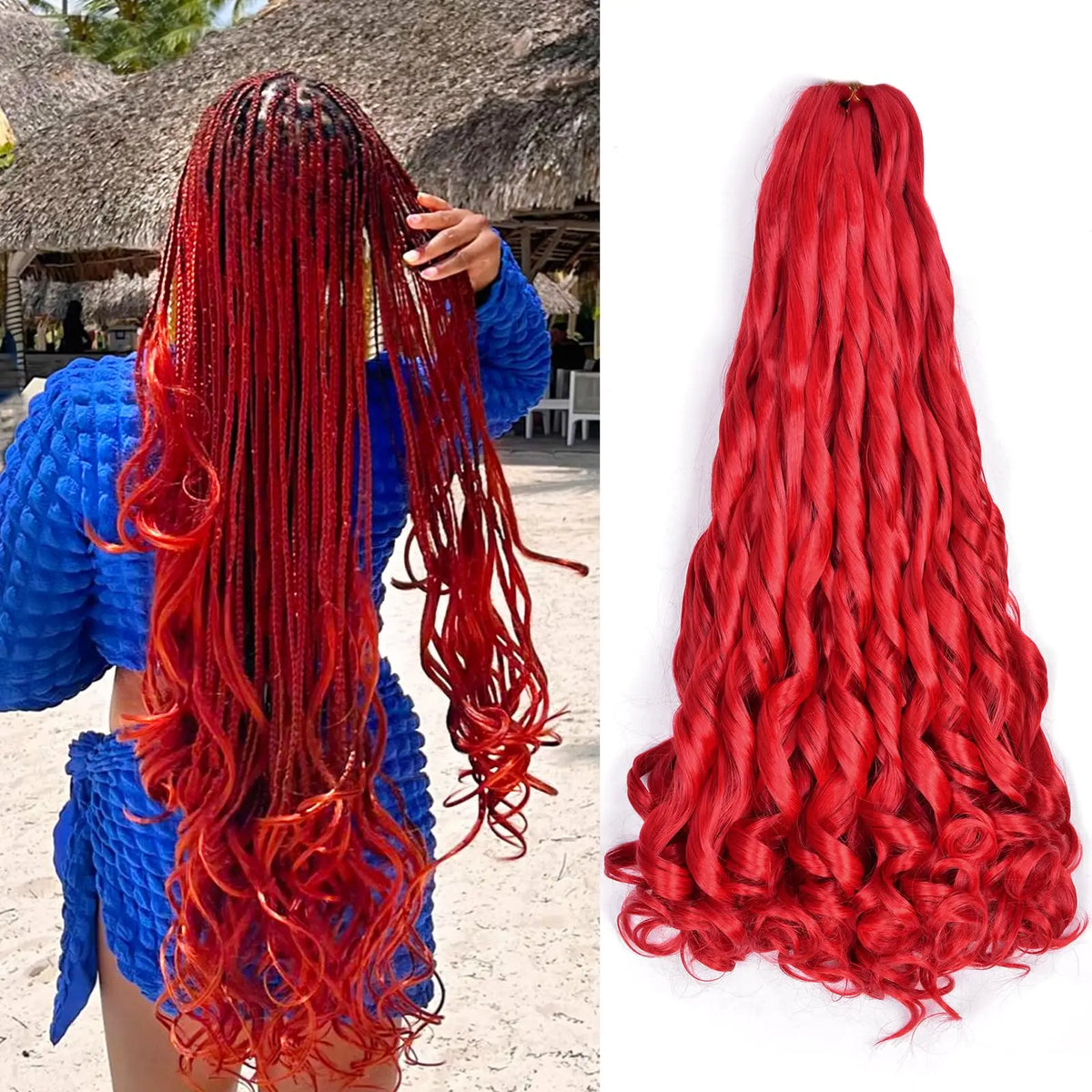 French Curly Braiding Hair 22Inch Synthetic Curly Braiding Hair Pre Stretched Loose Wavy Curl Braiding Hair Extensions For Women