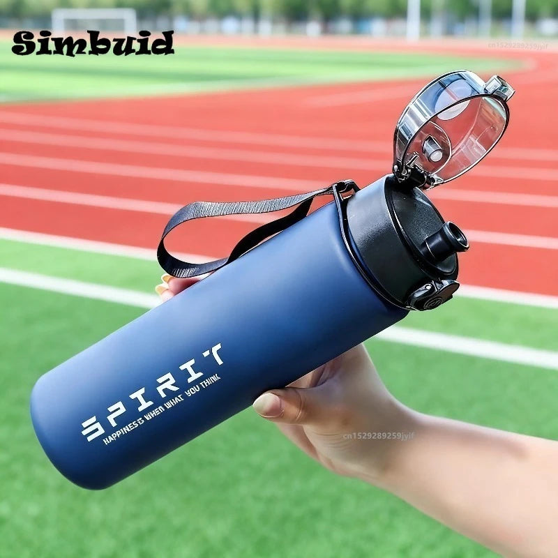 1pc Large Capacity Leakproof Sports Water Bottle with Time Marker for Gym Hiking Outdoor Portable Water Flask
