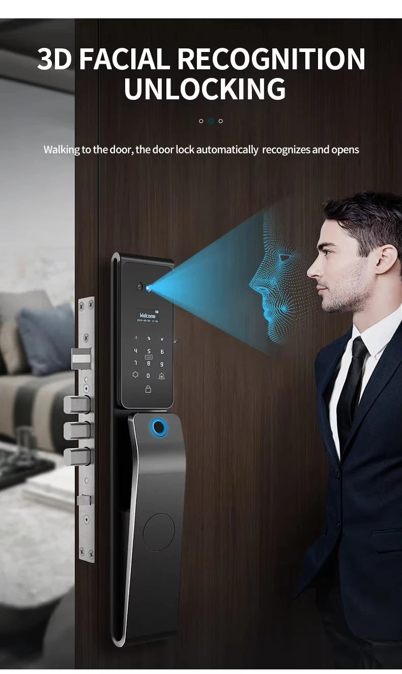 2026 New Tuya 3D Face Palm Recognition Smart Lock Durable Electronic Lock Waterproof Digital Lock Suitable for Europe, Israel