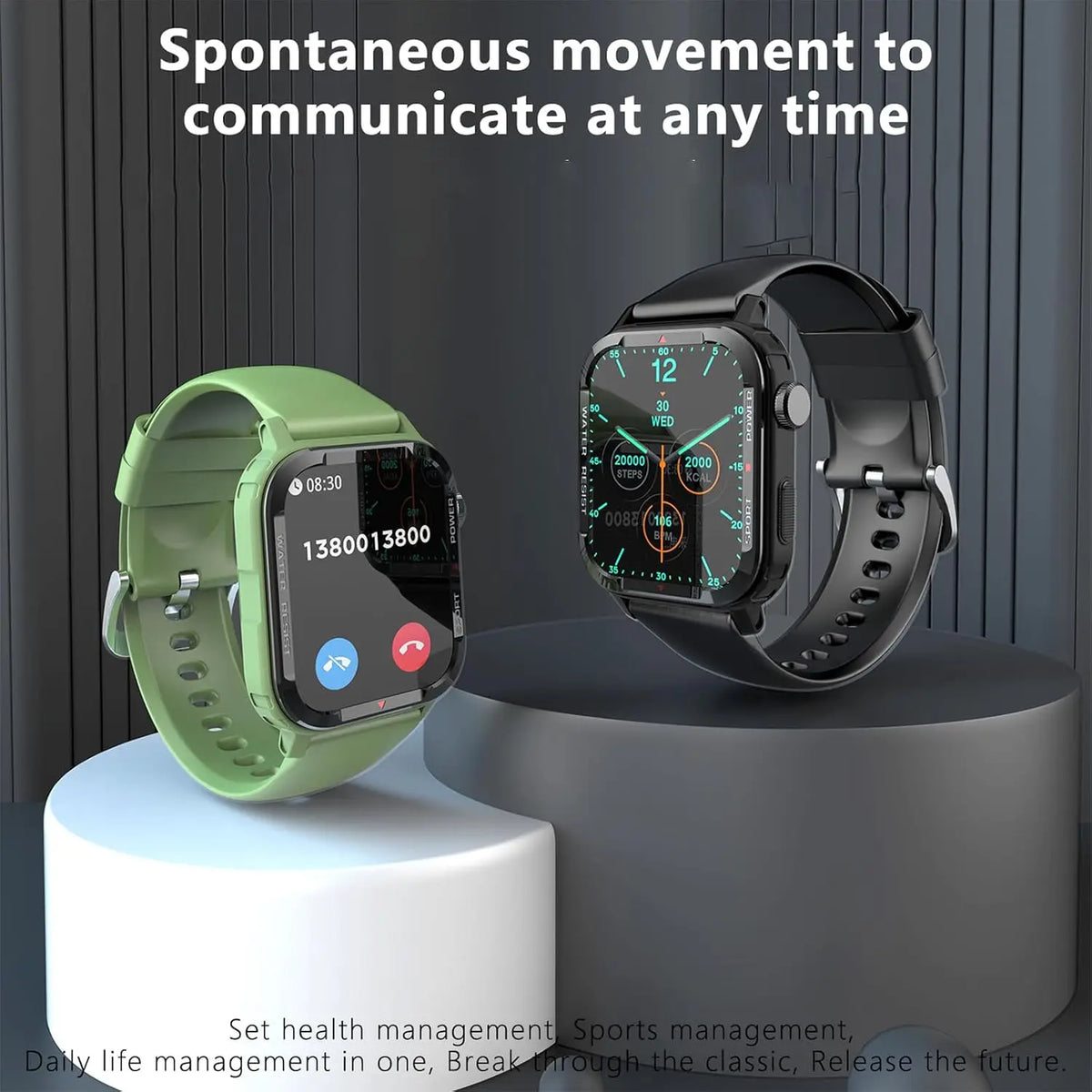 Smartwatch with HD Touch Screen, Wireless Calling, Alarm, Multi-Sport Modes, Sedentary Reminder, Calculator, Suitable for Both Android and IPhone, Unisex,Valentine's Day/Christmas/New Year/Birthday Watch Gifts