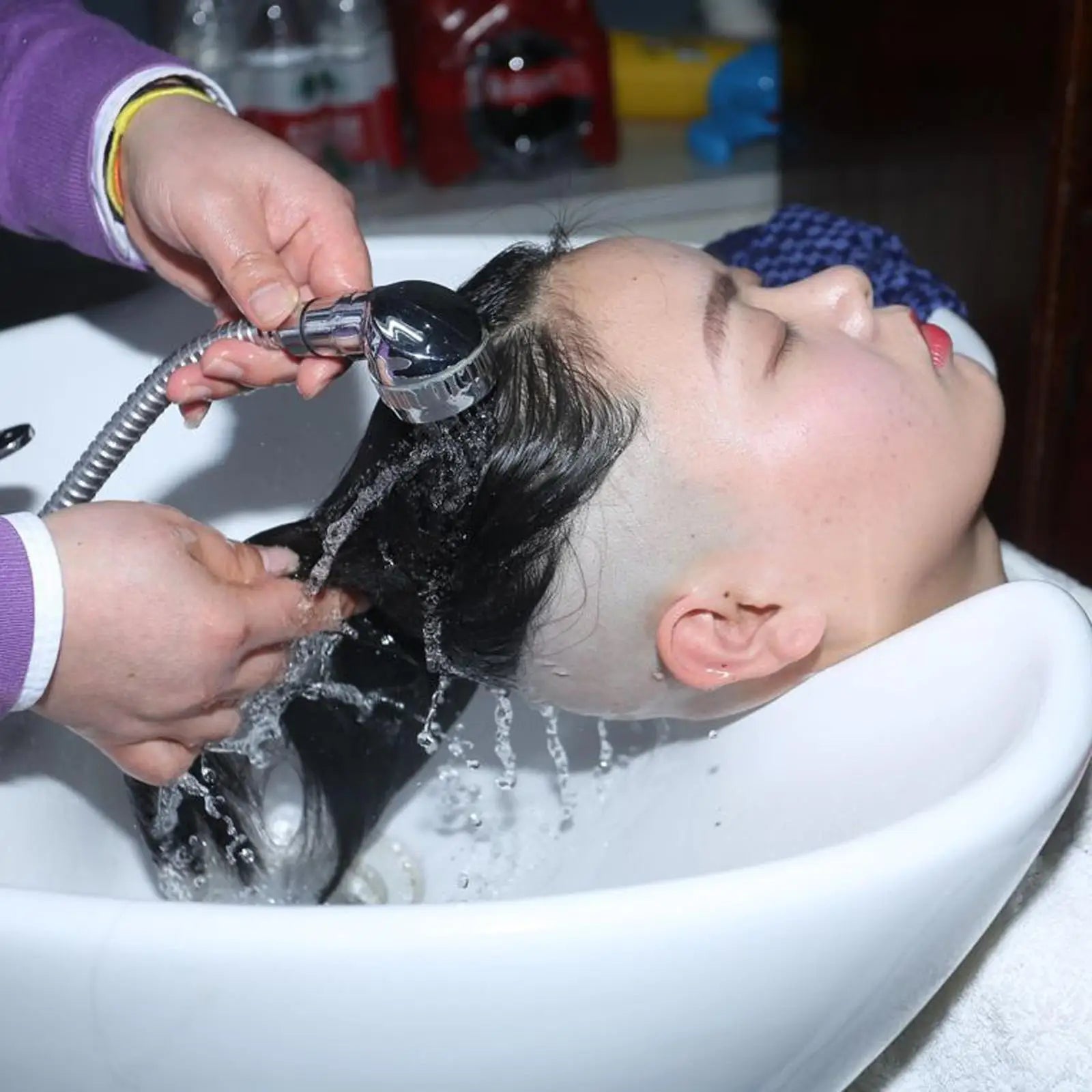 Mixer Tap Bath Sink Faucet Shower Head Spray Hose Push On Washing Hairdresser For Barber Shop Salon Shampoo Accessories