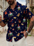 Christmas Santa Claus mens Graphic Print Short Sleeve Lapel Shirt Men's Casual Button-Down Shirts For Summer Daily Wear shirts