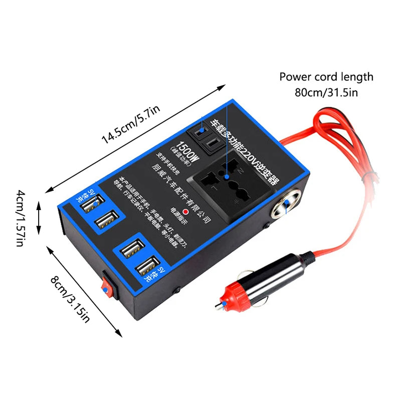 New Car Inverter Car Power Inverter 2000W  DC 12V/24V To DC 110V/220V Converter Trip 4 USB Overload Protection