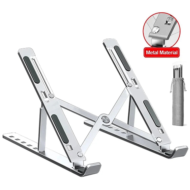Foldable aluminum laptop stand, adjustable height tabletop laptop stand, laptop stand for desk compatible with macbook air pro