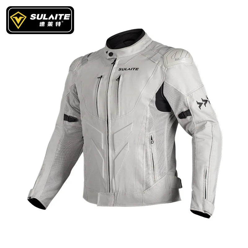 SULAITE Summer Motorcycle Jacket Suit Breathable Riding Gear Protective Racing Coat Motorbike Equipment for Men