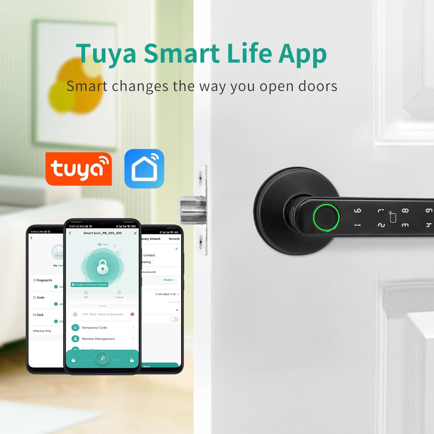 Electronic Lock With Fingerprint Password IC Card Unlock APP Remote Control Smart Door Locks Tuya Smart Home Security