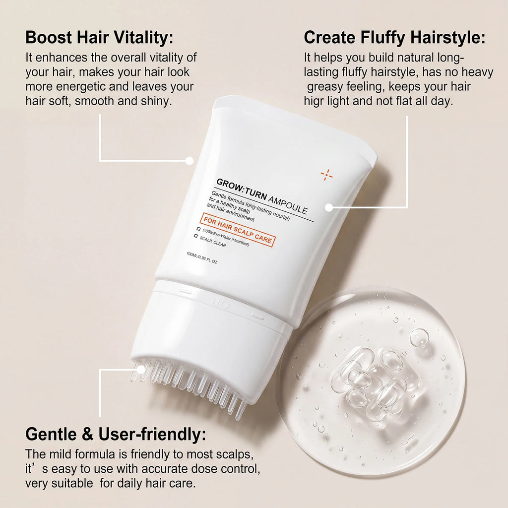 Volumizing Hair Serum with Brush Deep Nourishing Smoothing Scalp Care Essence for Dry Hair Lightweight Non-Greasy