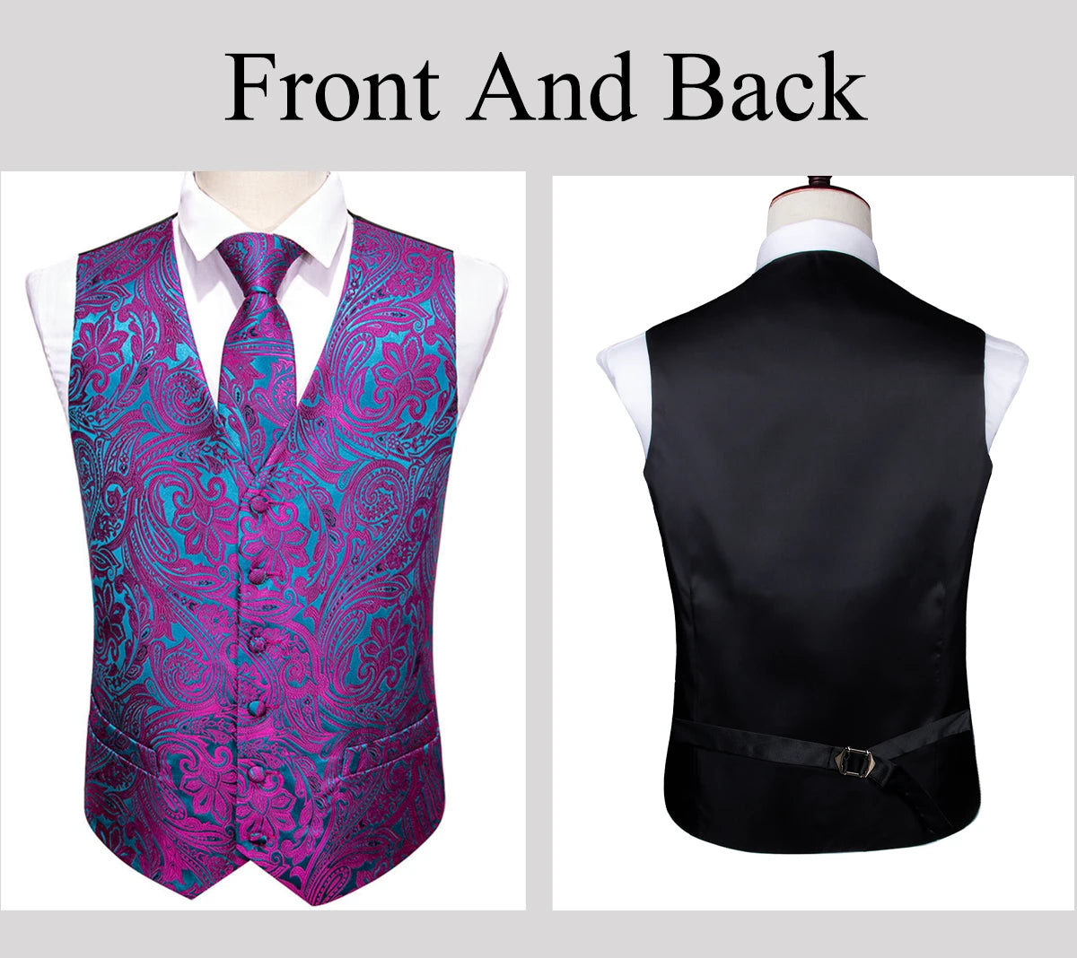Designer Vest for Men Purple Embroidered Silk Waistcoat Tie Pocket Square Set Wedding Formal Male Suit Party Barry Wang