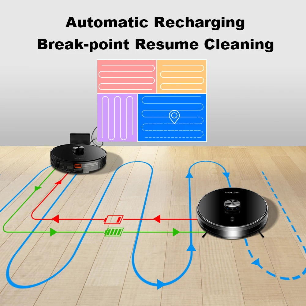 Robot Vacuum Cleaner Liectroux / LILIN X6,Laser Lidar Navigation,Wet & Dry Mopping,6.5KPa Suction,Multi-Floor Map,Carpet Boost