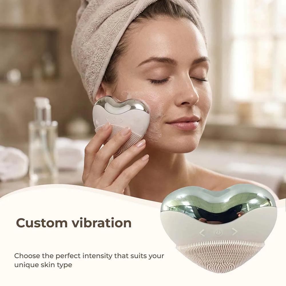 Heart-Shaped Rechargeable Waterproof Silicone Face Cleanser Festival Gift for her