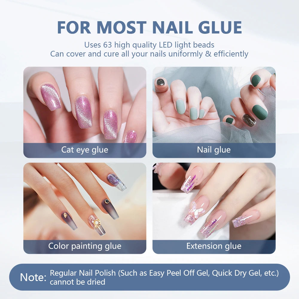 126W 63LED Lights UV LED Lamp Nail Dryer With Hand Rest Holder Tow Hand Big Nail Lamp Gel Polish Fast Drying Lamp For Manicure